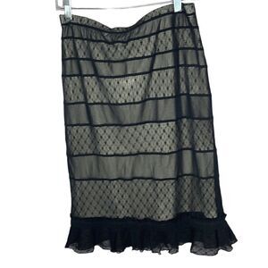 Express Black Sheer Lace Ruffle Peplum Pencil Skirt. Size Medium.